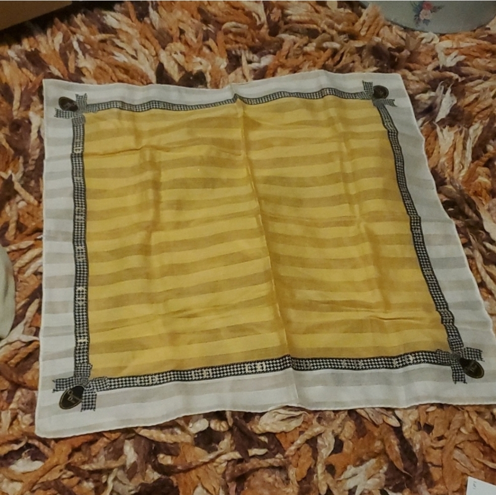 Dior Black Yellow and White Scarf  18" X 18"